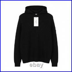 Calvin Klein Mens Hoodie Sweater Knit Pullover M Black Logo Zipless
