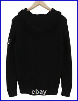 Calvin Klein Mens Hoodie Sweater Knit Pullover M Black Logo Zipless