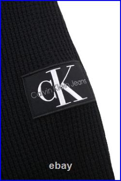 Calvin Klein Mens Hoodie Sweater Knit Pullover M Black Logo Zipless