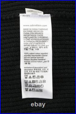 Calvin Klein Mens Hoodie Sweater Knit Pullover M Black Logo Zipless