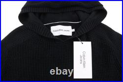 Calvin Klein Mens Hoodie Sweater Knit Pullover M Black Logo Zipless Calvin Klein Mens Hoodie Sweater Knit Pullover M Black Logo Zipless