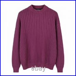 Calvin Klein Mens Knit Sweater S Light Purple Stand Collar Cotton Stretch