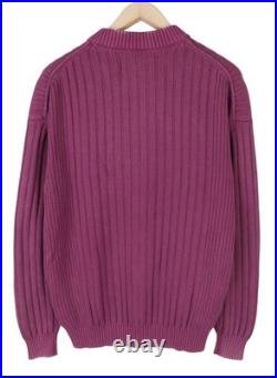 Calvin Klein Mens Knit Sweater S Light Purple Stand Collar Cotton Stretch