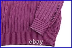 Calvin Klein Mens Knit Sweater S Light Purple Stand Collar Cotton Stretch