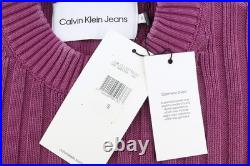 Calvin Klein Mens Knit Sweater S Light Purple Stand Collar Cotton Stretch