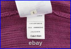 Calvin Klein Mens Knit Sweater S Light Purple Stand Collar Cotton Stretch