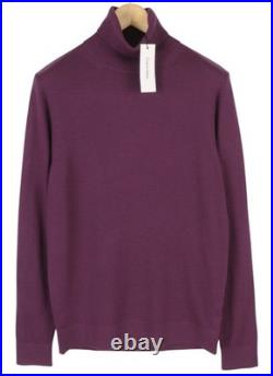 Calvin Klein Merino Turtleneck Mens Sweater Knit Pullover M Purple