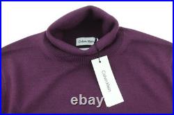 Calvin Klein Merino Turtleneck Mens Sweater Knit Pullover M Purple