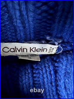Calvin Klein Sweater Womens Medium Turtleneck Vintage Abstract Art Octopus Wool