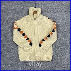 Canadian Sweater Company Mens Medium Full Zip-Up Wool Collared Hand Knit BT