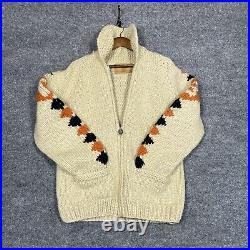 Canadian Sweater Company Mens Medium Full Zip-Up Wool Collared Hand Knit BT