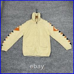 Canadian Sweater Company Mens Medium Full Zip-Up Wool Collared Hand Knit BT