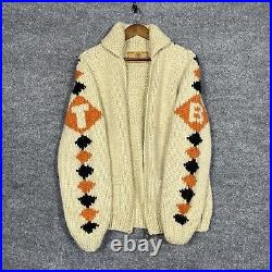 Canadian Sweater Company Mens Medium Full Zip-Up Wool Collared Hand Knit BT