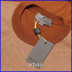 Canali NWT Pullover Crew Neck Sweater Size 50 US Medium in Brown 100% Cotton