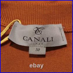 Canali NWT Pullover Crew Neck Sweater Size 50 US Medium in Brown 100% Cotton