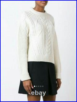 Carven Cable Knit Sweater Crew Neck Low Gauge Long Sleeve M Ivory Used