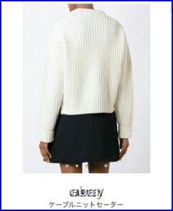Carven Cable Knit Sweater Crew Neck Low Gauge Long Sleeve M Ivory Used