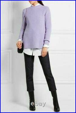 Carven Split-Side Ribbed Wool Sweater in lilac Sz 5