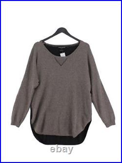 Cashmere & Cotton Women's Jumper M Brown 100% Cashmere Round Neck Pullover