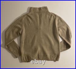 Cashmere Full Zip (2 Way) Mens Sweater Tan (M) Victoire