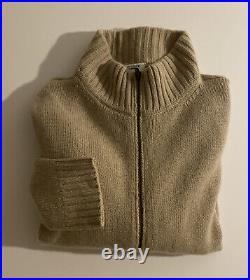 Cashmere Full Zip (2 Way) Mens Sweater Tan (M) Victoire