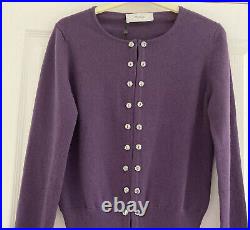 Cashmere Top Purple Cardigan Jumper Sweater Top Knit M 10- 12 40 Us6
