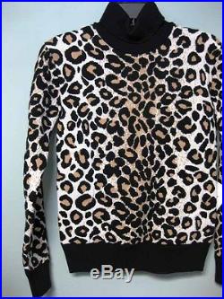 Celine AUTH NWT Leopard Animal Textured Knit Pullover Sweater Top M Phoebe Philo