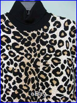 Celine AUTH NWT Leopard Animal Textured Knit Pullover Sweater Top M Phoebe Philo