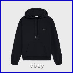Celine Triomphe Logo Embroidered Men Women Black Hoodie Sweater Cotton Size M