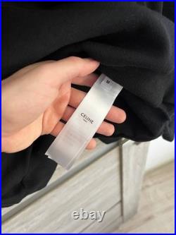 Celine Triomphe Logo Embroidered Men Women Black Hoodie Sweater Cotton Size M