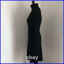 Celine Turtleneck Knit Tunic Long Sleeve Sweater Dress Size M Black Ribbed
