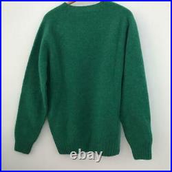 Celine knit sweater 100% wool green size M long sleeves Made in England plain