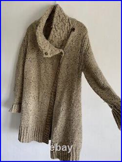 Celtic & Co Beige Knit Long Sleeves Merino Wool Sweater Jumper Cardigan Sizem