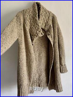 Celtic & Co Beige Knit Long Sleeves Merino Wool Sweater Jumper Cardigan Sizem