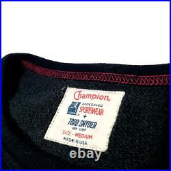 Champion Todd Snyder Mens Sweater Jumper Size M Pullover Black Camo Print