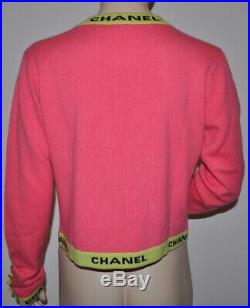 Chanel 95c Iconic Logo Cashmere Cardigan Sweater Jacket, 40/42, Collector's Piece
