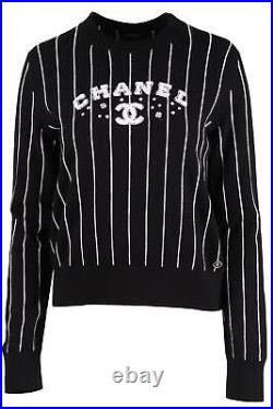 Chanel Black And White 2023 Cashmere Sweater Fr 38 Uk 10