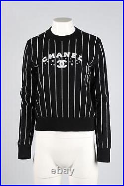 Chanel Black And White 2023 Cashmere Sweater Fr 38 Uk 10