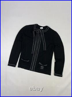 Chanel uniform women's long sleeve wool cardigan sweater size M