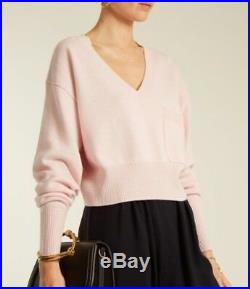 Chloe Sweater Pink Crop Cashmere Blend Longsleeve V-Neck Nwt Size Extra Small