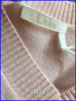 Chloe Sweater Pink Crop Cashmere Blend Longsleeve V-Neck Nwt Size Extra Small