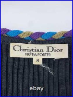 Christian Dior/Pleated sleeveless sweater (thin)/M/Cotton/BLK