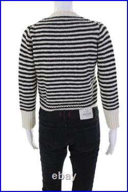 Christian Dior Womens Cotton Blend Striped Print Buttoned Cardigan Beige Size 4 Christian Dior Womens Cotton Blend Striped Print Buttoned Cardigan Beige Size 4