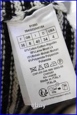 Christian Dior Womens Cotton Blend Striped Print Buttoned Cardigan Beige Size 4