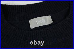 Christian dior bobby sweater navy blue cashmere jacquard medium fits small