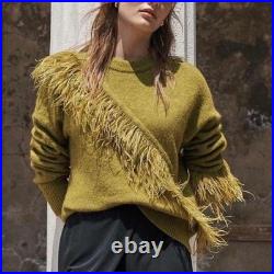 Cinq a Sept Merritt ostrich feather wool sweater
