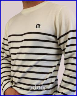 Claybourn Crew Neck Knitted Sweater Wool Blend Pullover in Navy or White