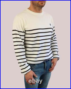 Claybourn Crew Neck Knitted Sweater Wool Blend Pullover in Navy or White