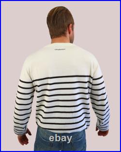 Claybourn Crew Neck Knitted Sweater Wool Blend Pullover in Navy or White