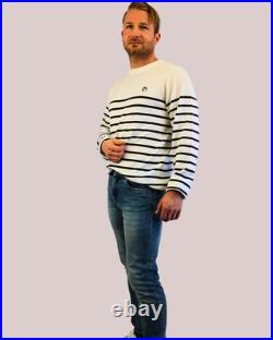 Claybourn Crew Neck Knitted Sweater Wool Blend Pullover in Navy or White